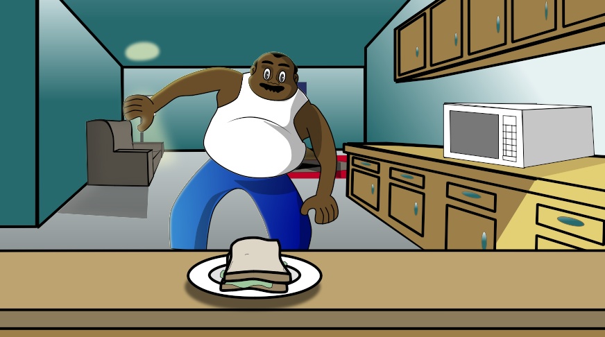 Fat Man about to eat